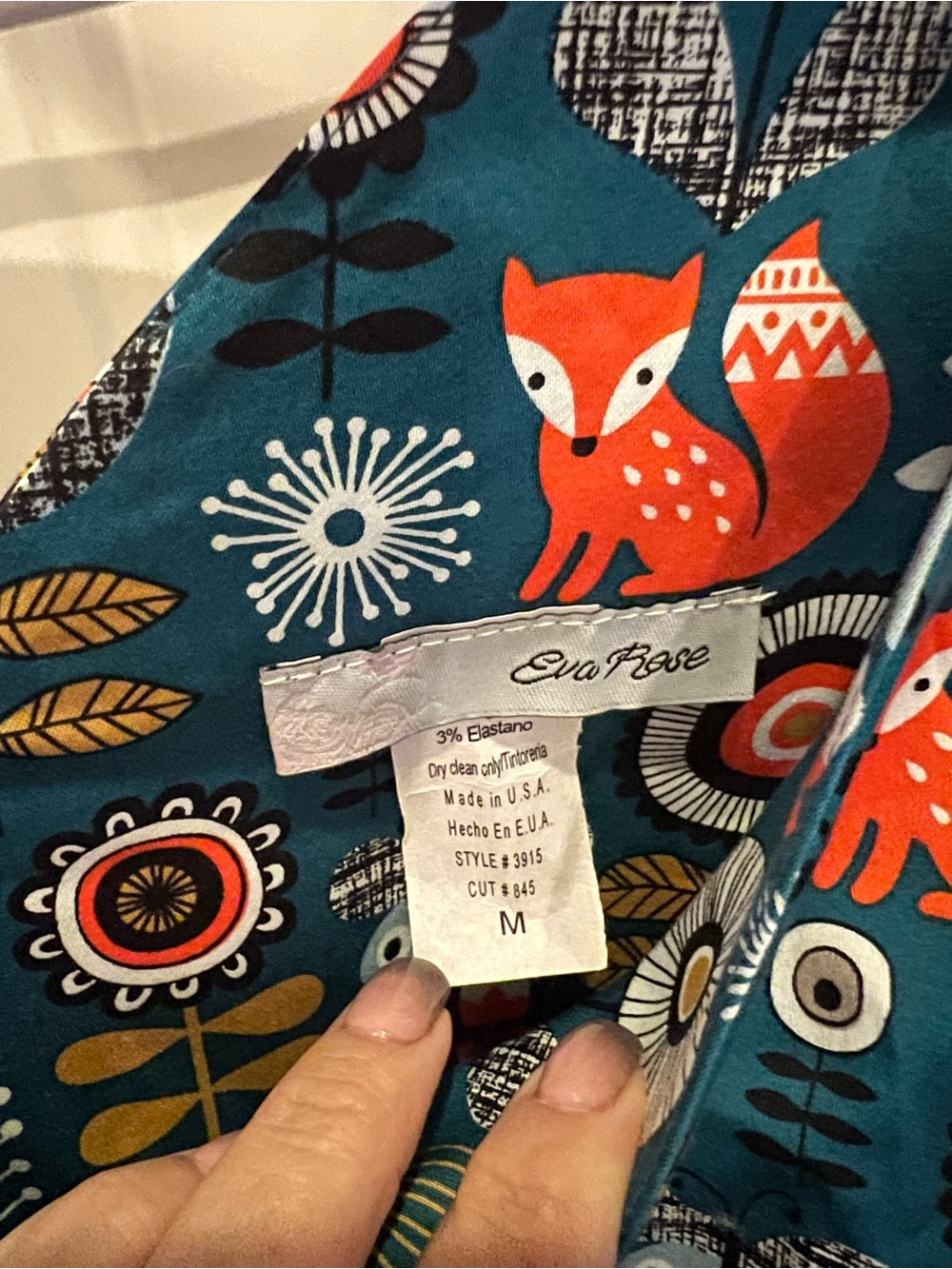 Eva Rose Women's Teal Fox Goat Print Dress